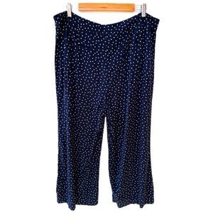 Boden Navy Blue White Polka Dot Cropped Wide Leg Pants Size 16R